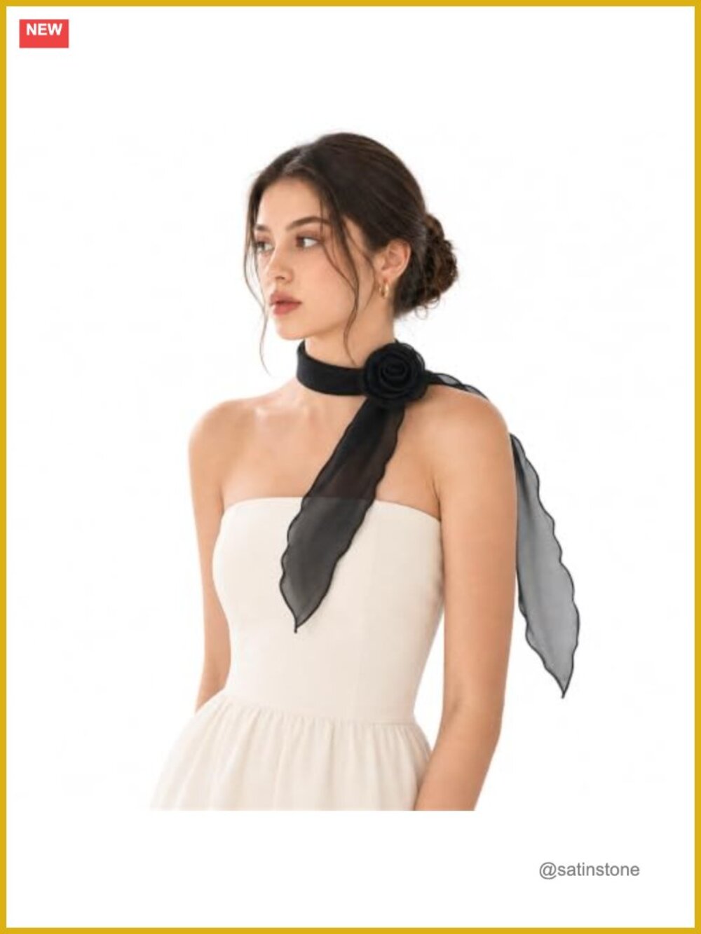 Chiffon Scarf with Removable Flower Neck Scarf Headband